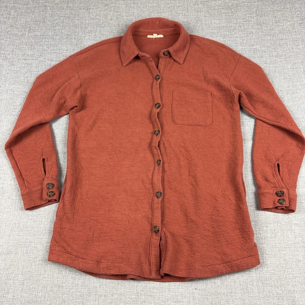 Madewell Cardigan Sweater‎ Womens Small Orange Collared Waffle Knit Button Front